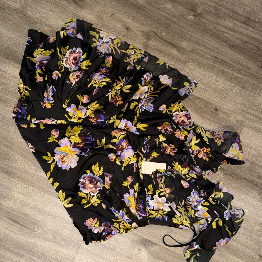 Cinq à Sept One Shoulder Floral Yellow Dress - Picture 10 of 13